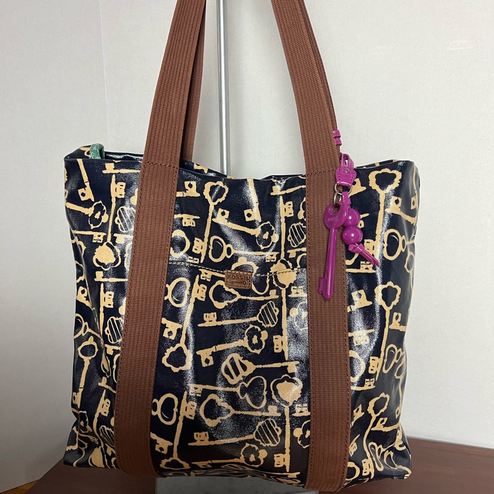 Fossil Keyper Coated Canvas Tote Handbag